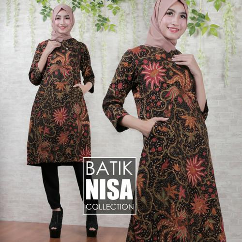 Foto Produk Baju Batik Dress Terusan Wanita Bunga Madura Katun Cap Malam Etnik dari Batik Nisa Colection
