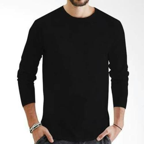 Foto Produk KAOS POLOS PRIA KATUN COMBED 30s LENGAN PANJANG WARNA HITAM dari NR_Sport Jersey Murah