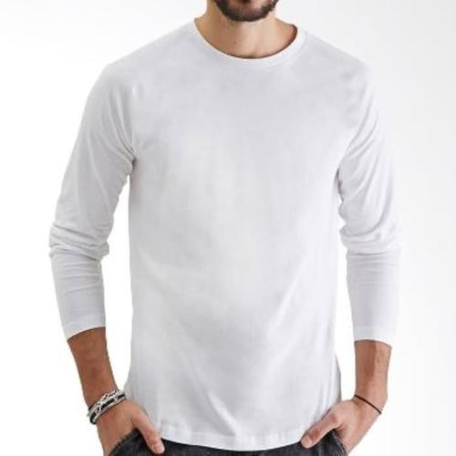 Foto Produk KAOS POLOS PRIA KATUN COMBED 30s LENGAN PANJANG WARNA PUTIH dari NR_Sport Jersey Murah