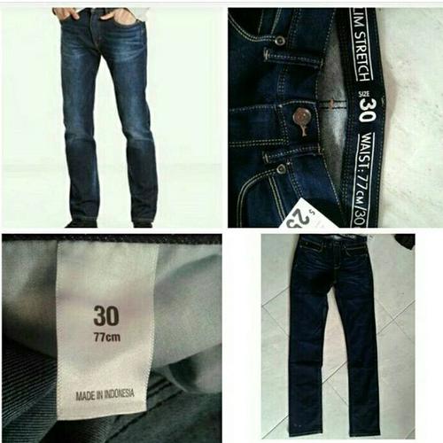 Jual jeans slim fit GU by UNIQLO - Navy 
