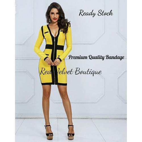 Jual Bee Yellow \u0026 Black Bandage Zipper 