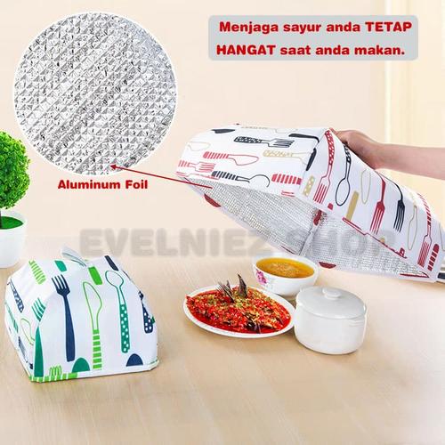 Foto Produk Tudung Saji Lipat Aluminium Foil / Penutup Makanan Tahan Panas Size L - Hijau Tosca dari Evelniez Shop
