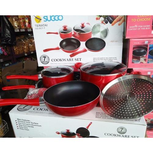 Gambar PANCI SET SUGGO TERATAI TEPLON 7PC / COOKWARE SET SUGGO TEPLON 7PC dari Goedangmoe_NEW undefined Tokopedia