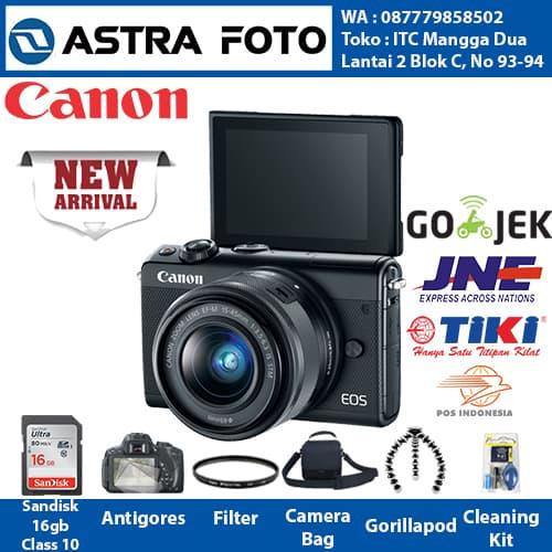 Gambar CANON EOS M100/CANON M100 Kit 15-45mm Paket 16gb DAHSYAT !! - Hitam, Unit Only dari Astra Foto Jakarta Utara Tokopedia