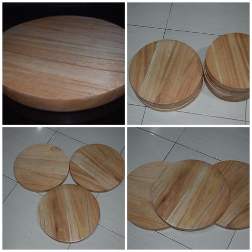 Gambar talenan kayu 30cm bulat medium 30cm kayu mahoni wooden cutting board dari kulodereng Kota Batu Tokopedia