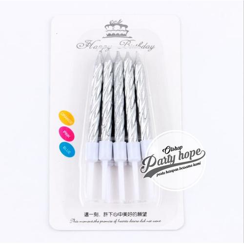 Foto Produk lilin spiral SILVER / lilin spiral metalik / lilin ulir silver / lilin dari PARTY HOPE 2