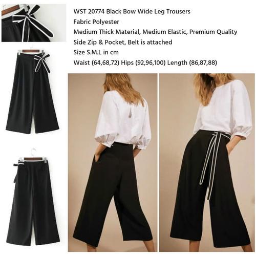 WST 20774 - Black Bow Wide Leg Trousers 