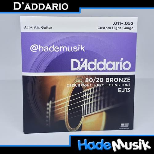 Foto Produk Senar Daddario EJ13 80/20 Bronze Gitar Akustik 11-52 (Original USA) dari Hade Musik