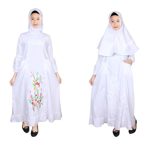 Foto Produk Baju Gamis Anak Putih Fayrany FGP-010A Usia 7 - 11 Tahun - Bordir Putih, 10 tahun dari Fayrany
