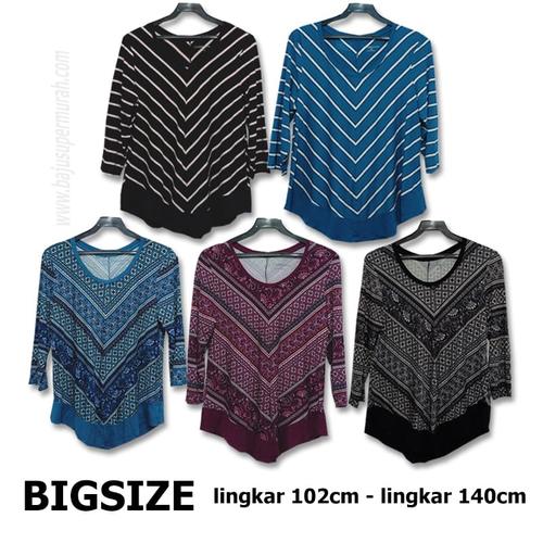 Gambar kaos bigsize motif dan salur dari toko super murah undefined Tokopedia