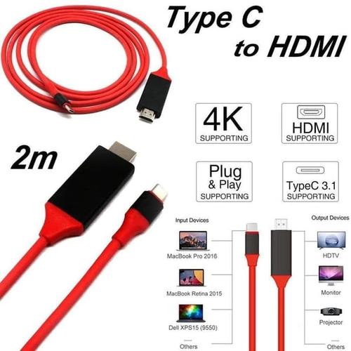 Foto Produk USB TYPE-C TO HDMI CABLE FOR GALAXY S8 S9 MATE 10 Macbook 2017 2M dari acc pusat jakarta