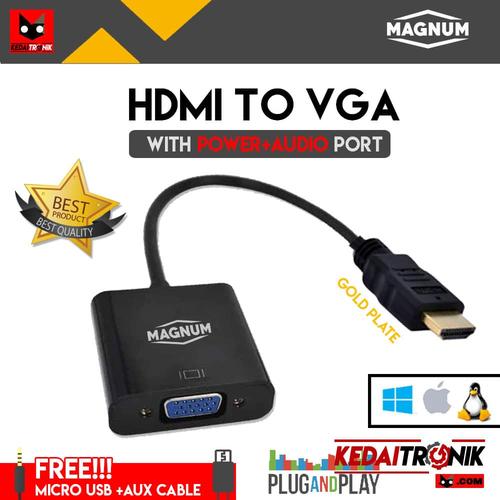 Foto Produk Converter HDMI to VGA with AUDIO + Power MAGNUM GOLD Plate Port AUX dari Kedaitronik