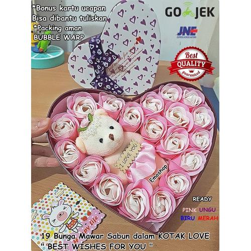 Foto Produk Bouquet Flower Soap + LoveBox+Free Gift Card, kado unikmurah,wisuda - Merah dari Emo Shop