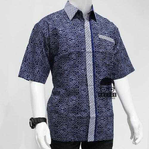 Foto Produk BATIK PRIA - BATIK PEKALONGAN - KEMEJA BATIK LENGAN PENDEK 023 - MURAH - Biru, M dari Bridgeacc