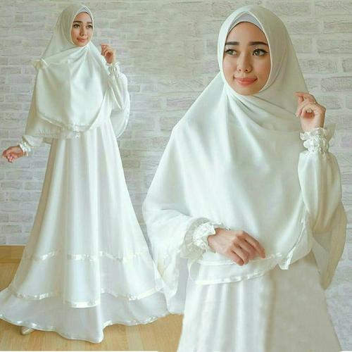 Jual Gamis Syari Putih Baju Muslim Wanita Terbaru Jakarta Pusat Moudis Shop Inc Tokopedia