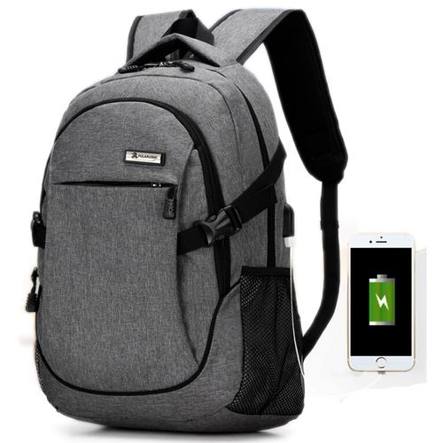 Foto Produk Tas Ransel Laptop Oxford Pria dengan USB Charger Port - Gray dari Rimas Technology