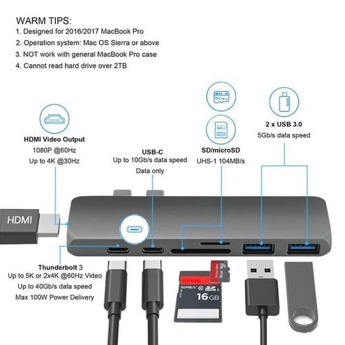 Gambar USB Type C Hub to HDMI Adapter Macbook pro USB 3.0 7 in 1 - silver dari acc pusat jakarta undefined Tokopedia