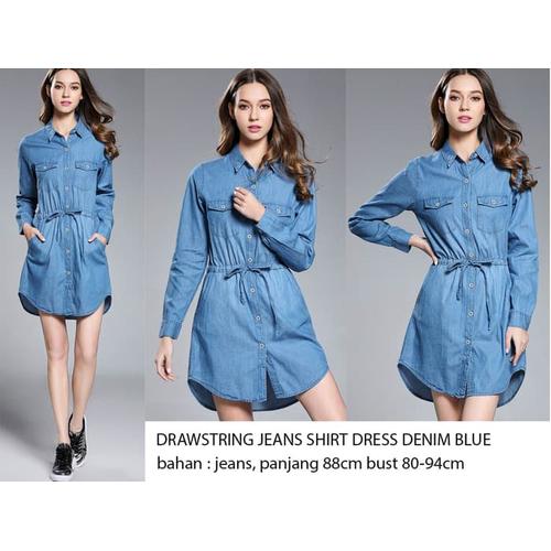 Jual Denim Blue Jeans Shirt Dress 