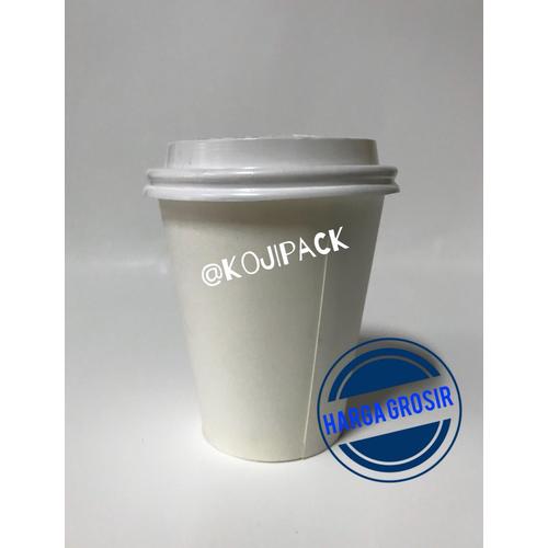 Jual Paper cup kertas polos + lid tutup putih ukuran 9 oz kopi teh ...