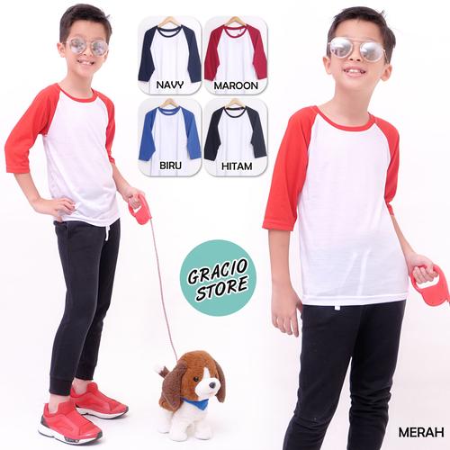 Foto Produk Raglan 3/4 ,Reglan Anak ,Raglan Baby, Reglan Polos, Kaos reglan putih dari kaos polos gracio store