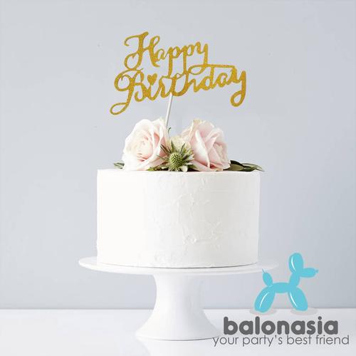 Foto Produk Balonasia Cake Topper Happy Birthday Paper Glitter - Gold dari Balonasia