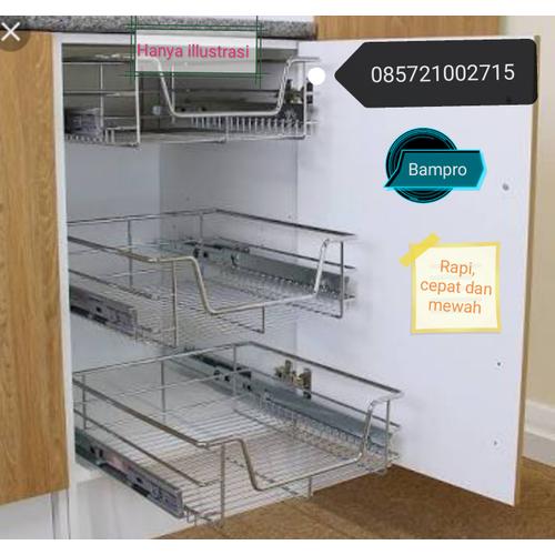 Jual kitchen sliding drawer laci dan rel laci UK. 45 cm - Kota Bandung