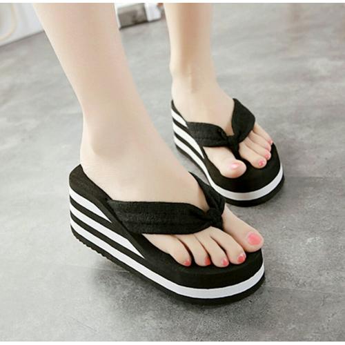 Foto Produk SANDAL SPON WEDGES BELANG HITAM - Hitam, 36 dari lucky six
