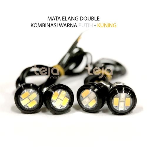 Foto Produk Lampu LED Mata Elang 2 warna 2in1 Eagle Eyes Sein Senja Mobil Motor DC - merah-kuning dari TejaMart