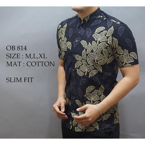 Foto Produk KEMEJA BATIK PRIA SLIM FIT KERAH KOKO OB814 dari Lina Batik Distro