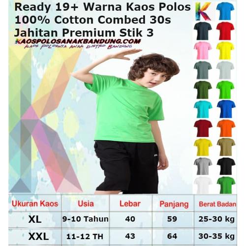 Gambar KAOS POLOS ANAK COMBED 30S KAOS POLOS ANAK 9-12 TAHUN dari KAOS POLOS ANAK BDG undefined Tokopedia