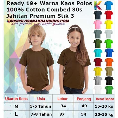 Foto Produk KAOS POLOS ANAK COMBED 30S KAOS POLOS ANAK 5-8 TAHUN dari KAOS POLOS ANAK BDG