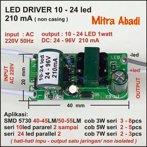 Foto Produk LED Driver 10-24x1 Watt 210 mA AC-DC Tanpa Casing dari Toko Mitra Abadi
