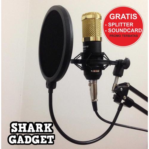 Foto Produk PAKET KARAOKE / RECORDING Microphone BM 800 Stand Mic + Pop Filter dari Shark Gadget