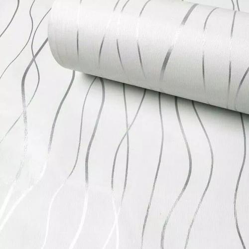 Foto Produk Wallpaper salur minimalis putih 45 cm x 10 mtr || Wallpaper dinding dari dedengkot wallpaper