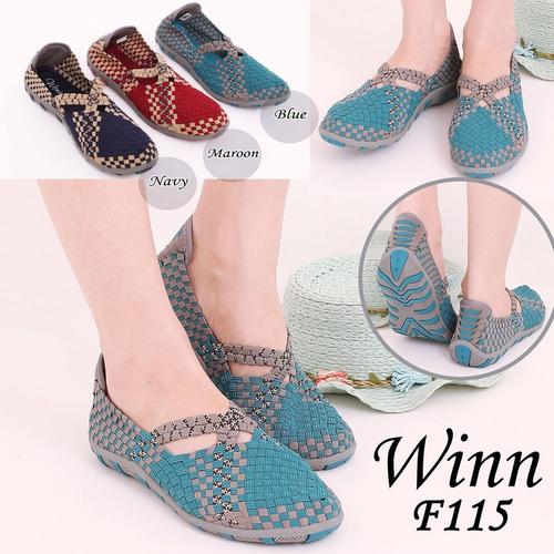 Foto Produk Winn 115 Flat Original INCLUDE BOX Sepatu Rajut Anyaman Wanita Fashi dari Pediashoes