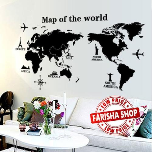 Foto Produk Map of The World AY9133 - Stiker Dinding / Wall Sticker dari farisha shop