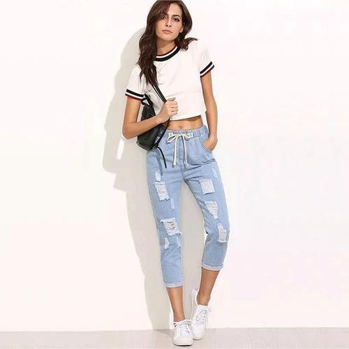 Jual PO ripped mid waist jeans - Kota 