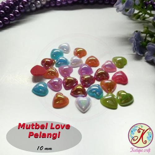Foto Produk Mutiara Belah / Mutbel Love / Hati Pelangi 10mm mix warna per pack dari Kutique Craft