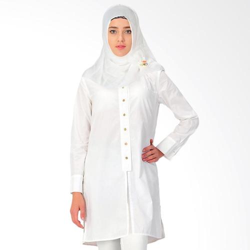 Foto Produk Blouse Wanita Modis Tunik Lengan Panjang - Putih - Putih, M dari SJO & SIMPAPLY