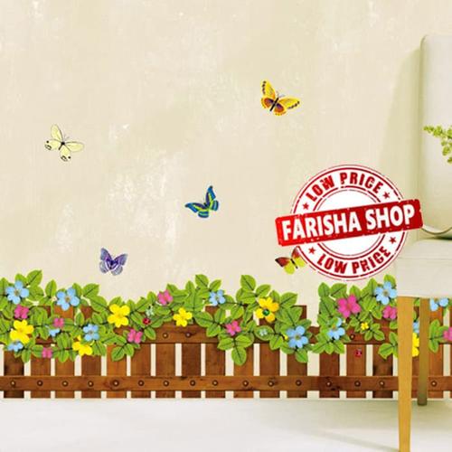 Foto Produk Pagar Bunga warna-warni JM8262 - Stiker Dinding / Wall Sticker (50x70) dari farisha shop