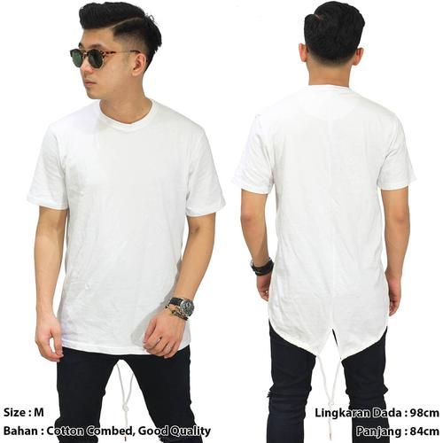 Jual Longline T-Shirt Fishtail White 