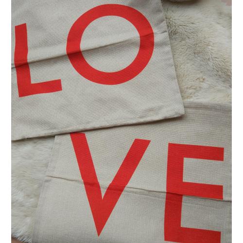 Foto Produk SET 2pc CUSHION COVER SARUNG BANTAL SOFA GONI LINEN BURLAP LOVE LETTER dari GoMaeWo