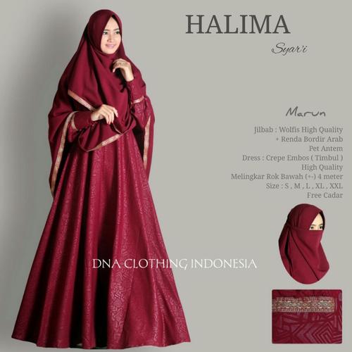 Foto Produk Halima syari setelan gamis muslim polos cadar niqab busui umbrella ori dari wirawan asli