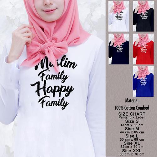 Foto Produk Kaos Muslim Wanita Panjang SN-WLMSMY375 MUSLIM FAMILY HAPPY FAMILY - Putih, S dari Supplier NatGeo