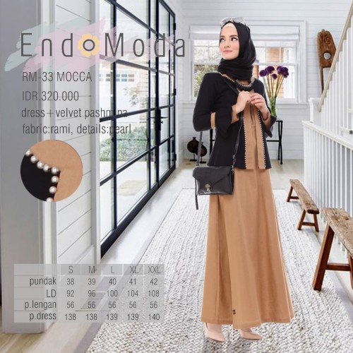 Foto Produk Gamis Endomoda RM 33 Mocca - Cokelat Muda, XL dari assalam busana