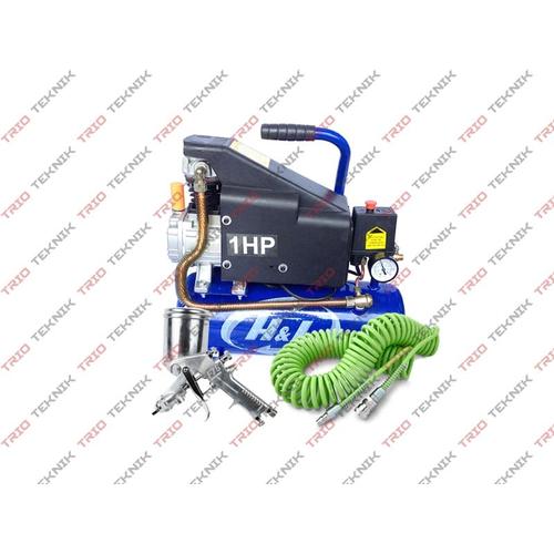 Foto Produk Paket Kompresor Angin/Listrik H&L + Spraygun dari Trio Teknik