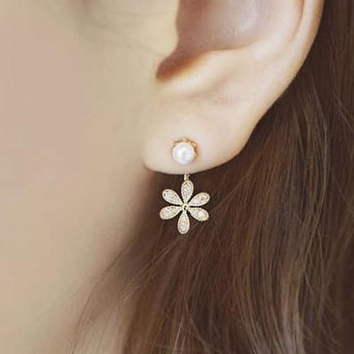 Foto Produk Anting Tusuk Pesta Korea Simple Flower Blink with Pearl MM511 - Perak dari Aksesorisimpor . com