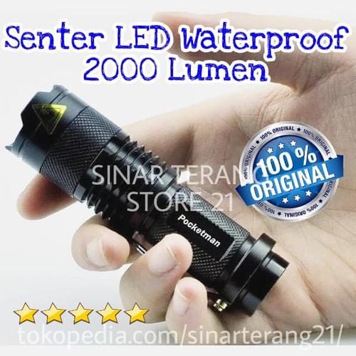 Foto Produk Pocketman Senter Mini LED CREE Waterproof 2000 Lumen Swat Police SP dari TOKO SINAR TERANG