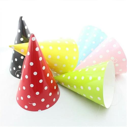 Foto Produk TOPI ULANG TAHUN KERUCUT POLKADOT perlengkapan pesta ultah birthday dari ghofuraa shop