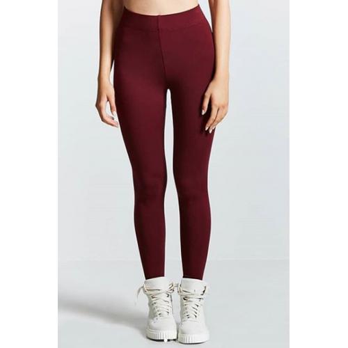 Forever 21 Classic Leggings - BURGUNDY 